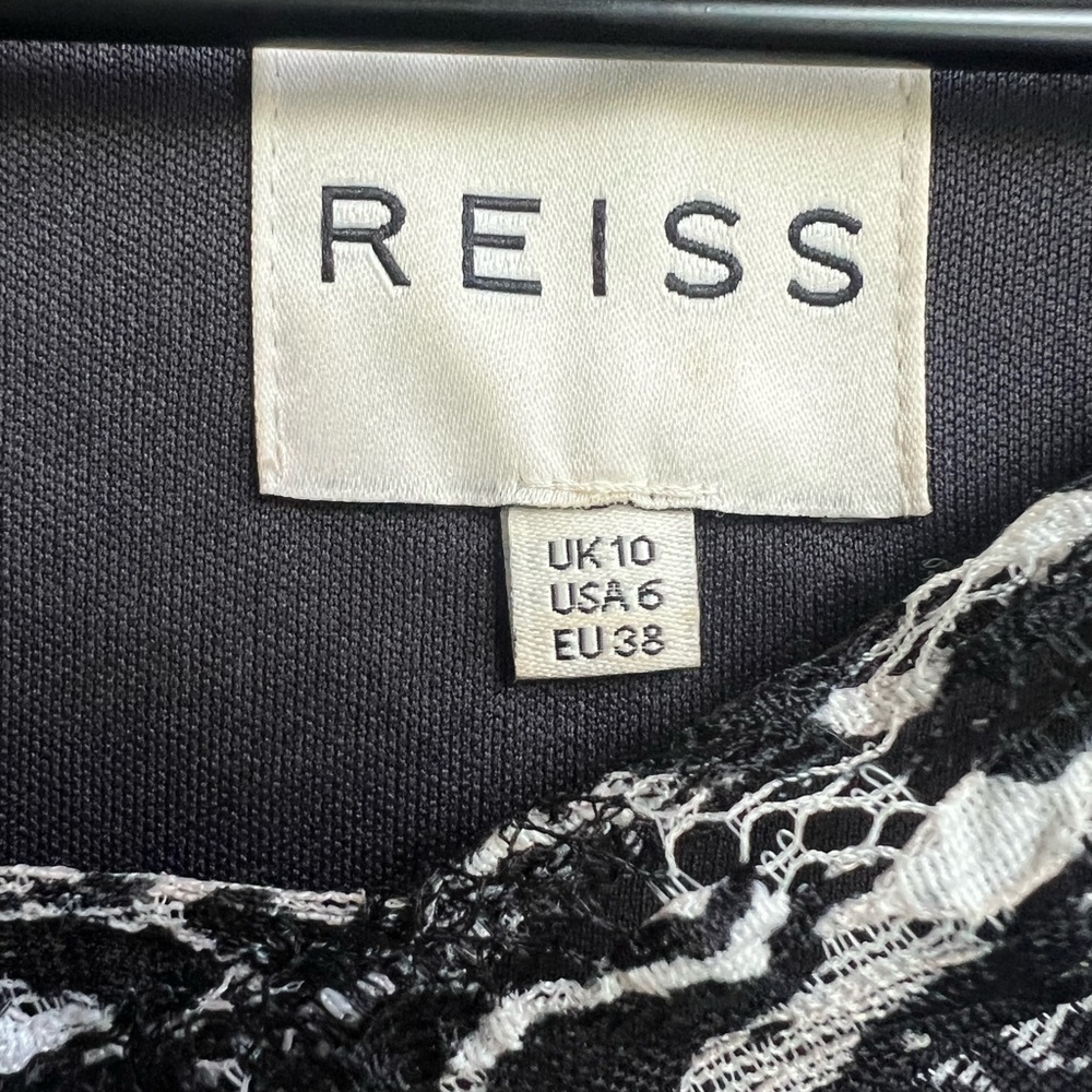 REISS Bodycon Romisa Draped Lace dress Asymmetrical Whimsical Y2K abstract print - Picture 10 of 15